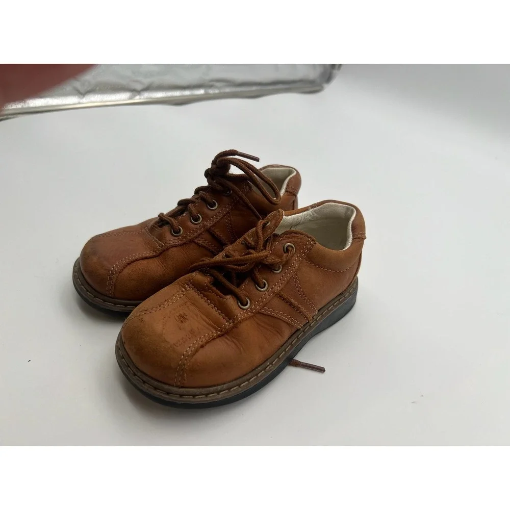 George Boys Brown Leather Lace Up Oxford Dress Shoes Size 8.5 Toddler